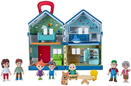 CoComelon Deluxe Family House Playset with Music and Sounds - Includes JJ, Family, Friends, Shark Potty, Crib, Sofa, Chair, High Chair, Dining Room Table, Fridge, Activity Sheet - Amazon Exclusive CoComelon