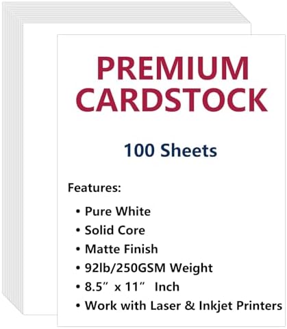 Cimlaga 100 Sheets Cream Cardstock 8.5 x 11 Certificate Paper, 250GSM/92LB Ivory Card Stock Printer Paper for Invitation, Card Making, Crafts Cimlaga