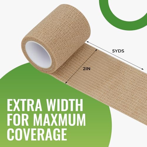 Self Adhesive Bandage Wrap,12Pack, 2 Inches X 5 Yards, Cohesive Bandages,Medical Wrap, Elastic Bandage Wrap, Self Sticking Bandage Tape, Vet Wrap Bandages Tape, Beige SAROSING