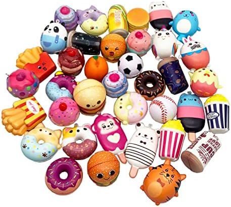 30 Pack Squishies Sets Slow Rising Kawaii Cute (1pc Jumbo + 29pcs Medium/Mini Size) Random Cake Bread Panda Bun Cartoon Series Stress Relief Squishy for Kids Gift Toys Party Favors Aqueens