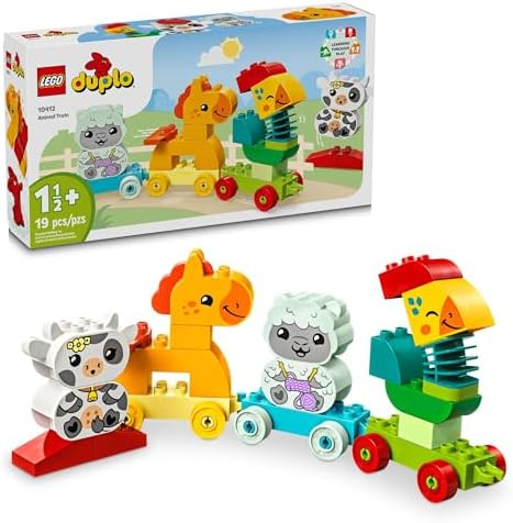 LEGO DUPLO My First Animal Train Building Set and Horse Toy, Educational Toy for Toddlers Ages 1-3 with 4 Animal Figures, Creative Nature Toy Birthday Gift for Animal Loving Preschoolers, 10412 Lego