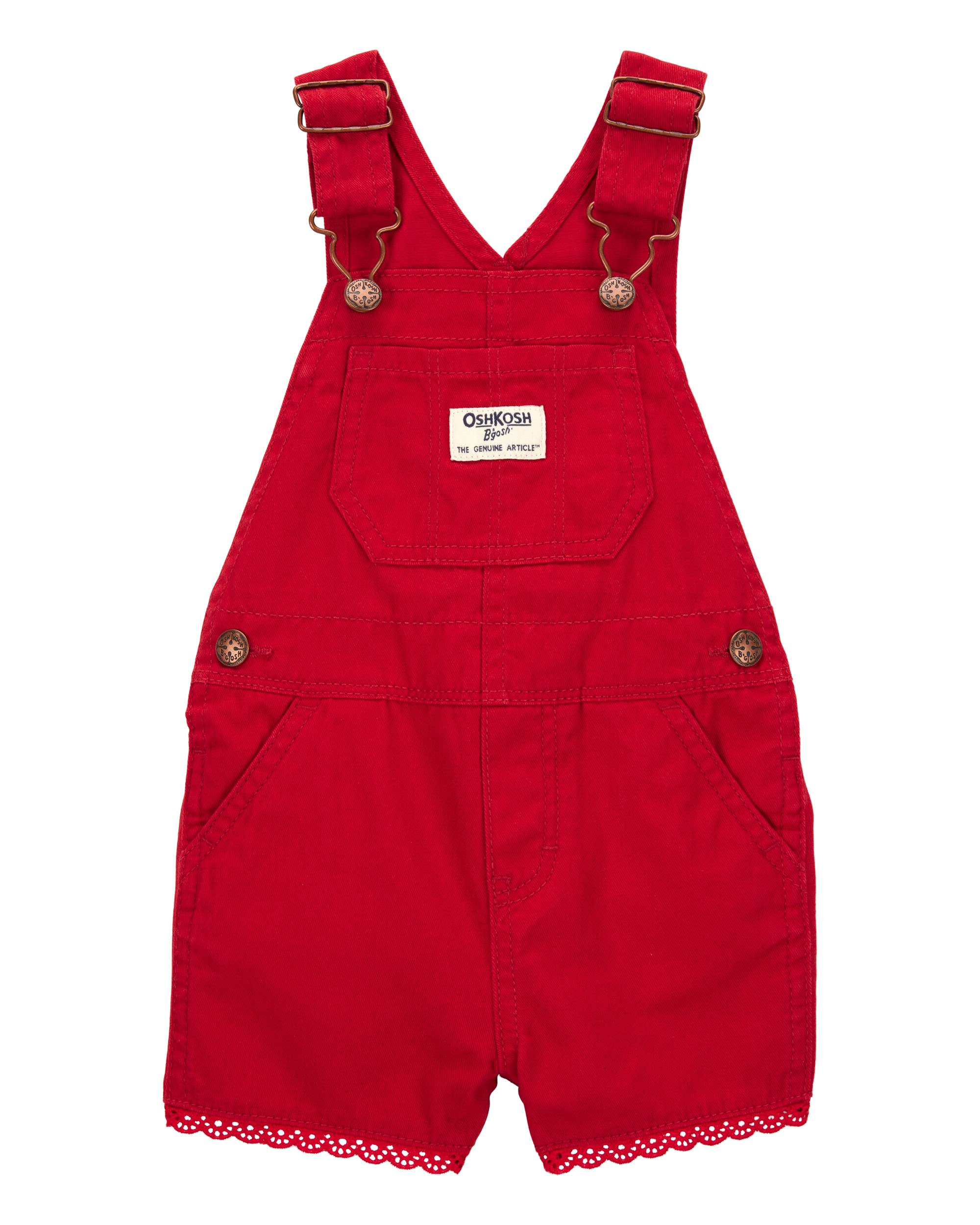 Baby Twill Eyelet Shortalls - Red
 Carter's