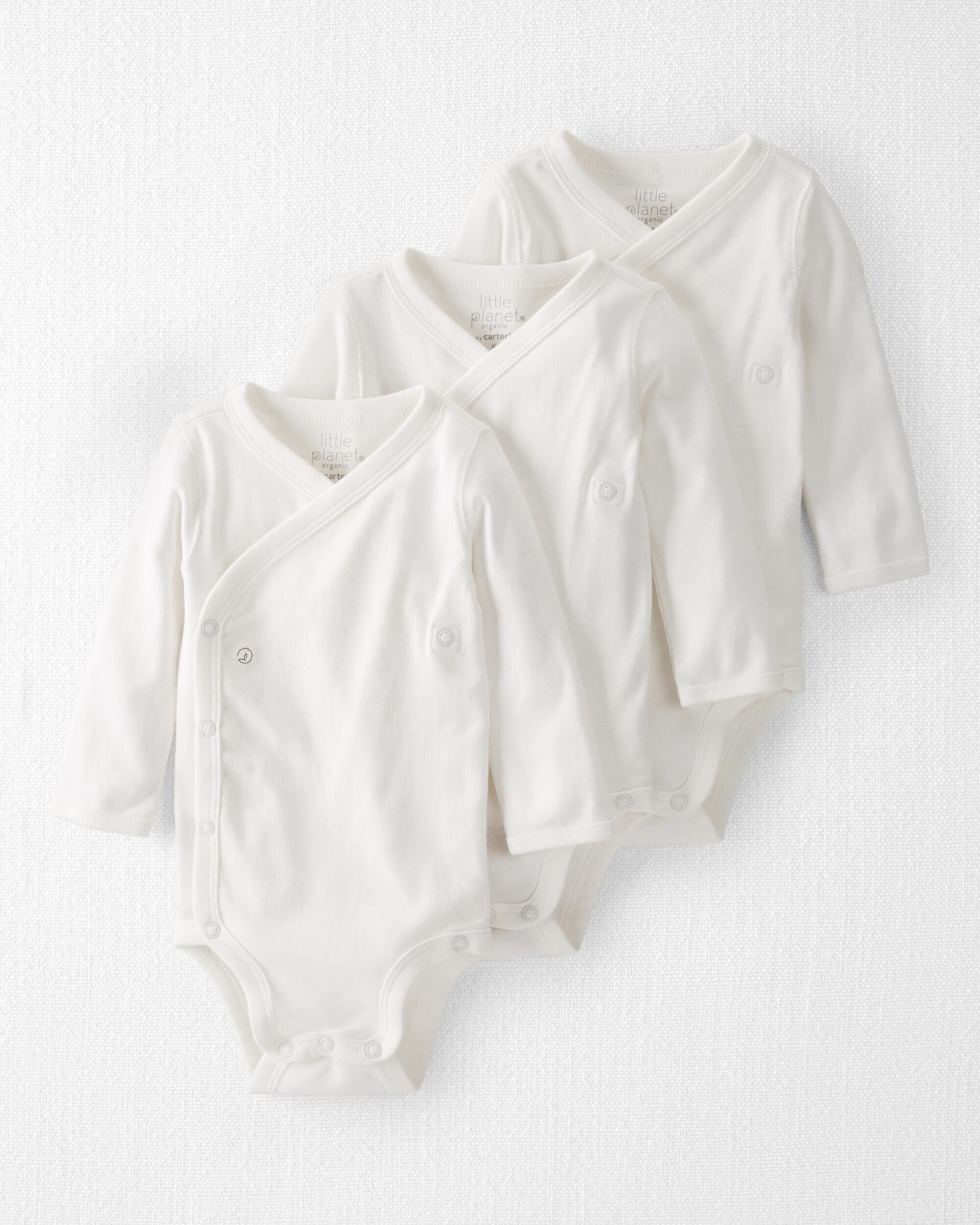 Baby 3-Pack Organic Cotton Rib Wrap Bodysuits Carter's