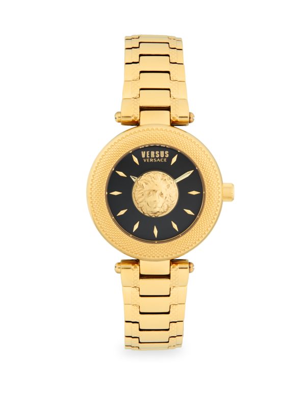 Lion Head Goldtone Stainless Steel Analog Bracelet Watch Versus Versace