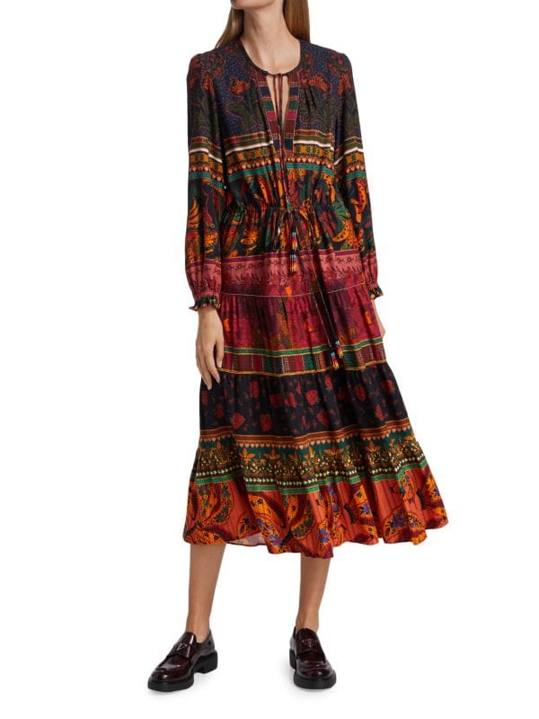 Mixed Patchwork Midi Dress Farm Rio