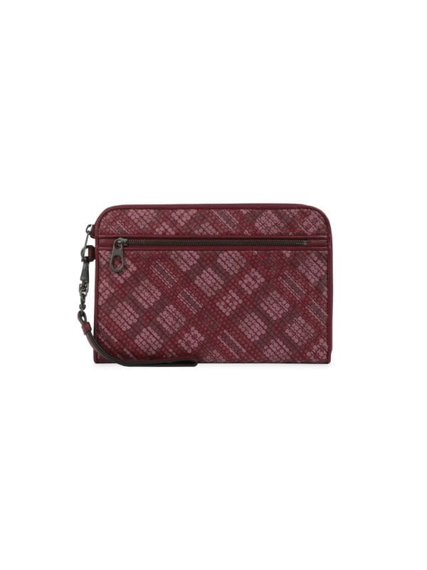 Geometric Intrecciato Leather Wristlet Pouch Bottega Veneta