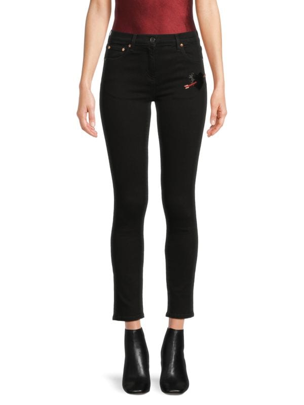 Leather Trim Ankle Jeans Valentino