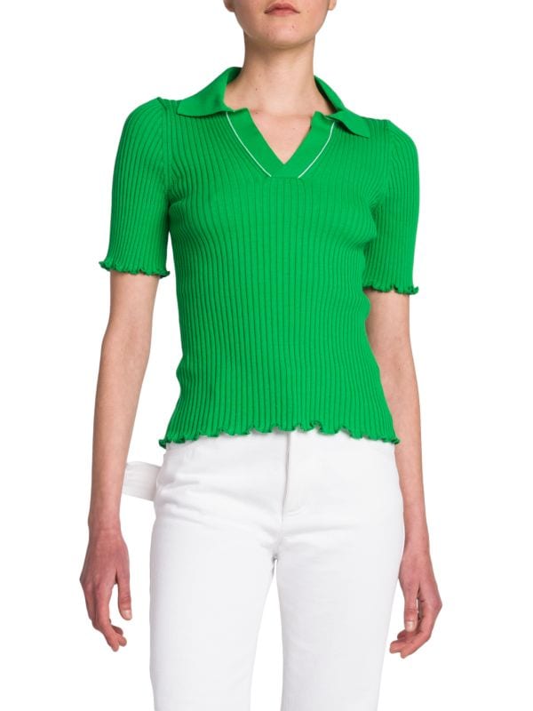 Rib Knit Polo Top Bottega Veneta