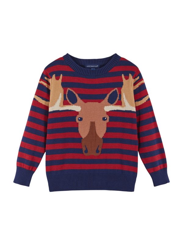 Little Boy’s & Boy's Stripe Reindeer Sweater Andy & Evan