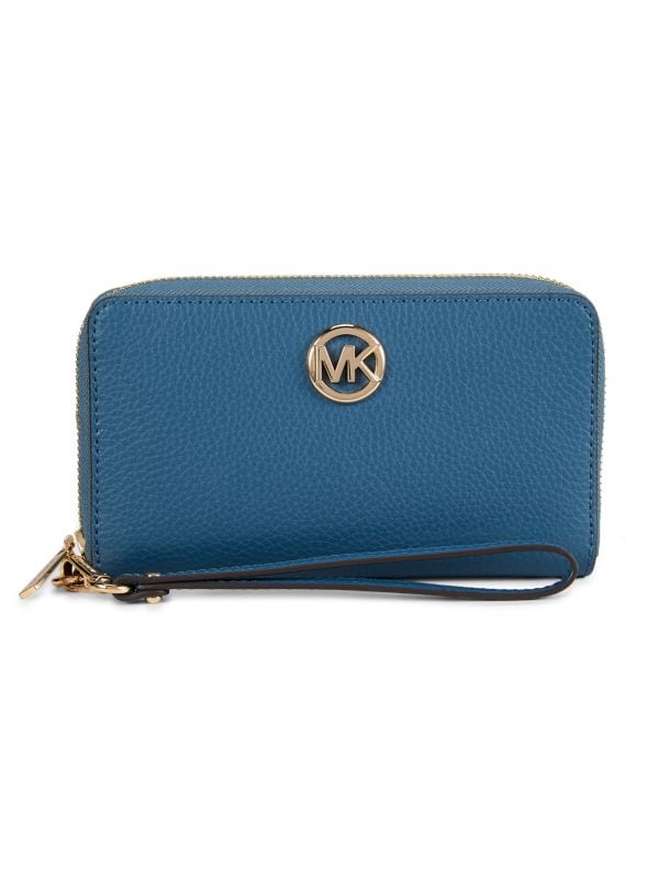 Logo Leather Wristlet Michael Kors