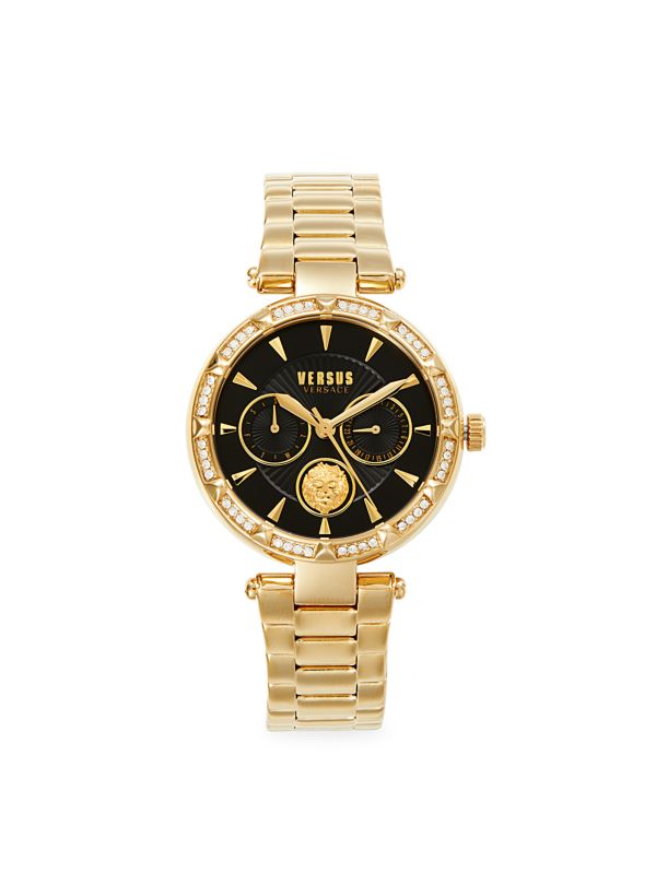 Sertie Crystal 36MM Goldtone Stainless Steel Bracelet Watch Versus Versace