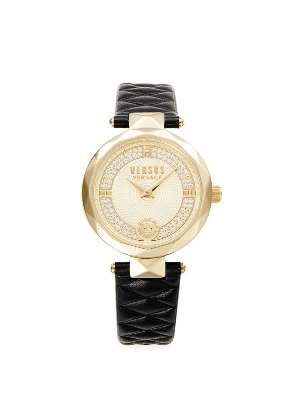 36MM Covent Garden Goldtone Case, Crystal & Leather strap Watch Versus Versace