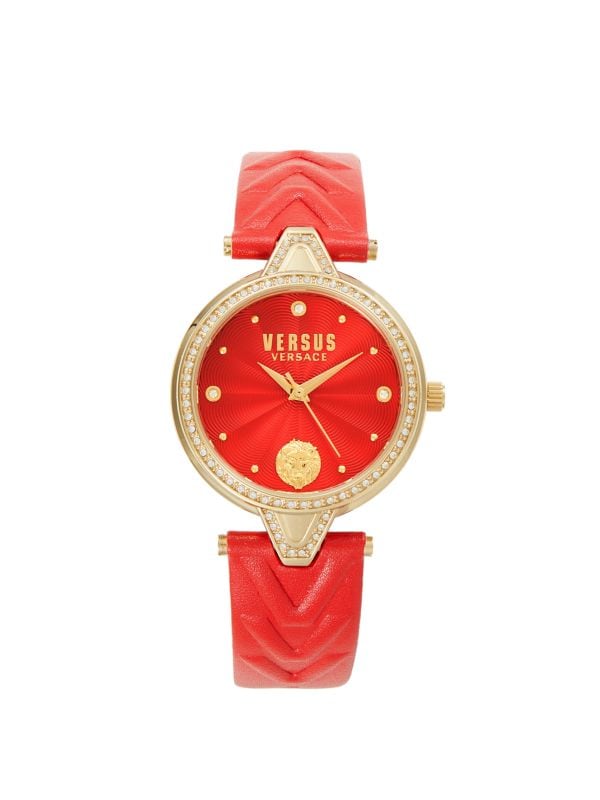 34MM IP Yellow Gold, Crystal & Leather Strap Watch Versus Versace