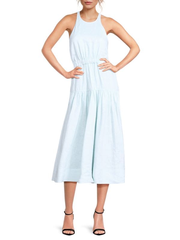 Wrenley Cutout Back Linen Midi Dress A.L.C.