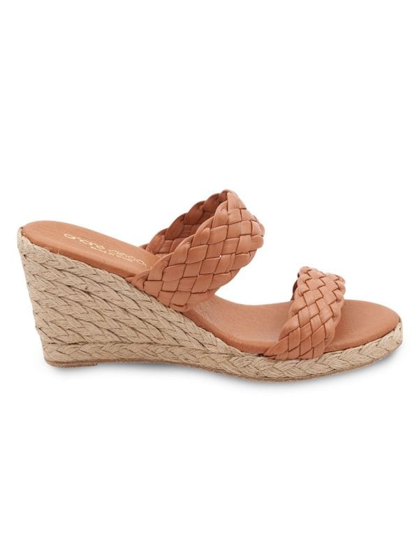 Aria Open Toe Leather Espadrille Wedge Sandals Andre Assous