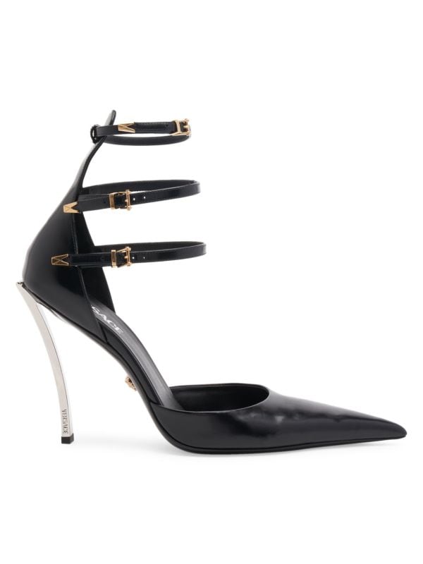 Leather Ankle Strap Pumps Versace