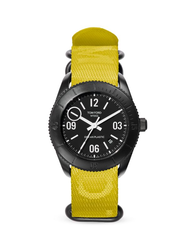 Ocean Plastic Sport 43MM Ocean Plastic & Jacquard Strap Watch Tom Ford