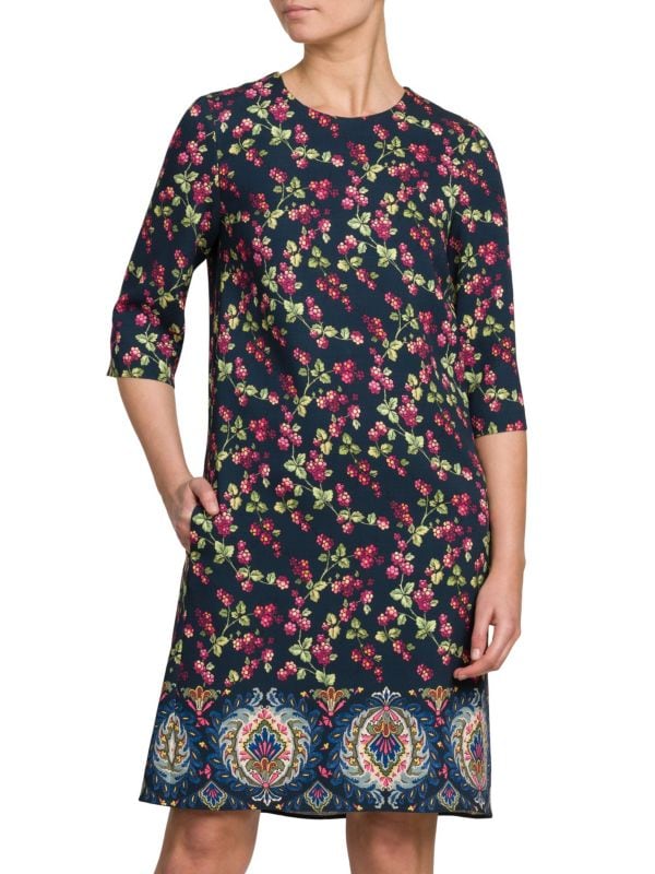 Berry Jersey Shift Mini Dress Etro