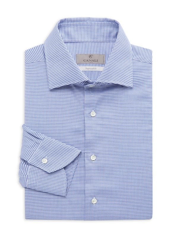 Impeccabile Fit Houndstooth Dress Shirt Canali