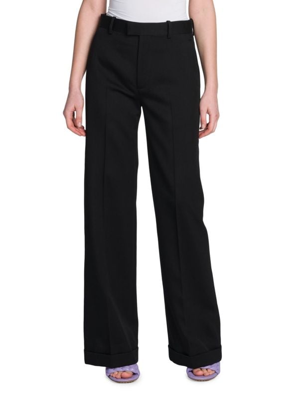 Wool Gabardine Flat-Front Trousers Bottega Veneta