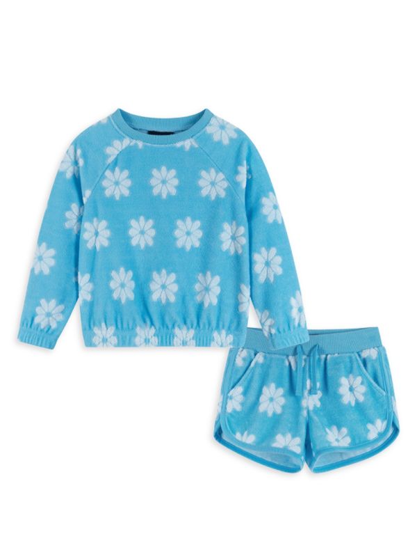 Little Girl's 2-Piece Floral Sweatshirt & Shorts Set Andy & Evan