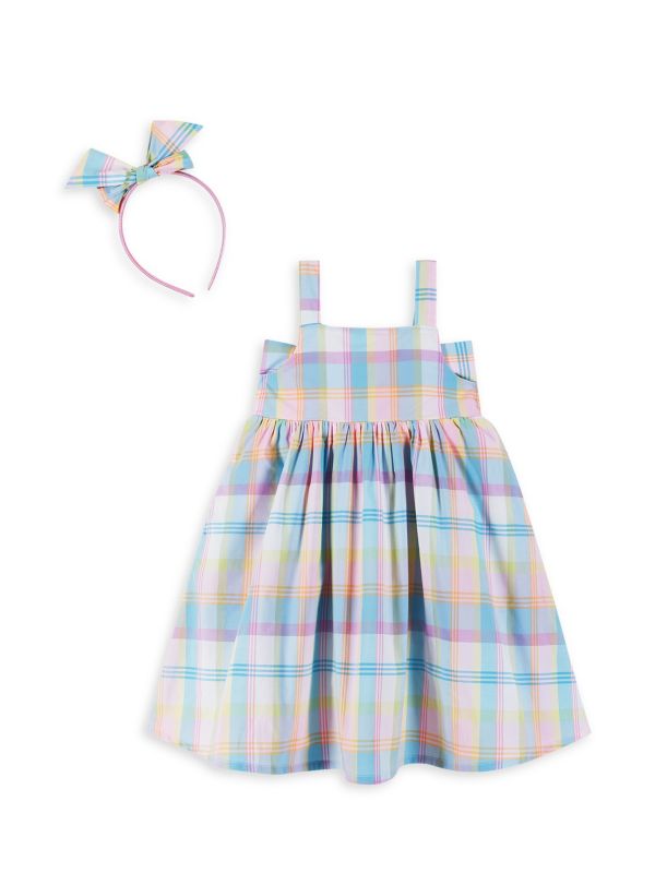 Little Girl's 2-Piece Plaid Bow Dress & Headband Set Andy & Evan