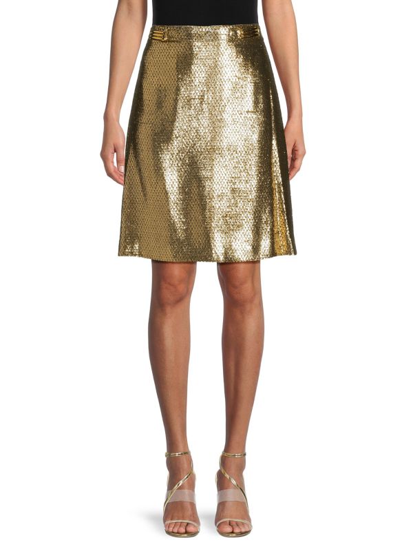 Metallic Silk Straight Skirt Etro