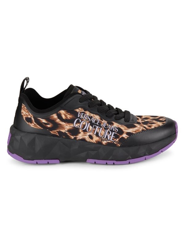 Leopard Print Logo Running Sneakers Versace Jeans Couture