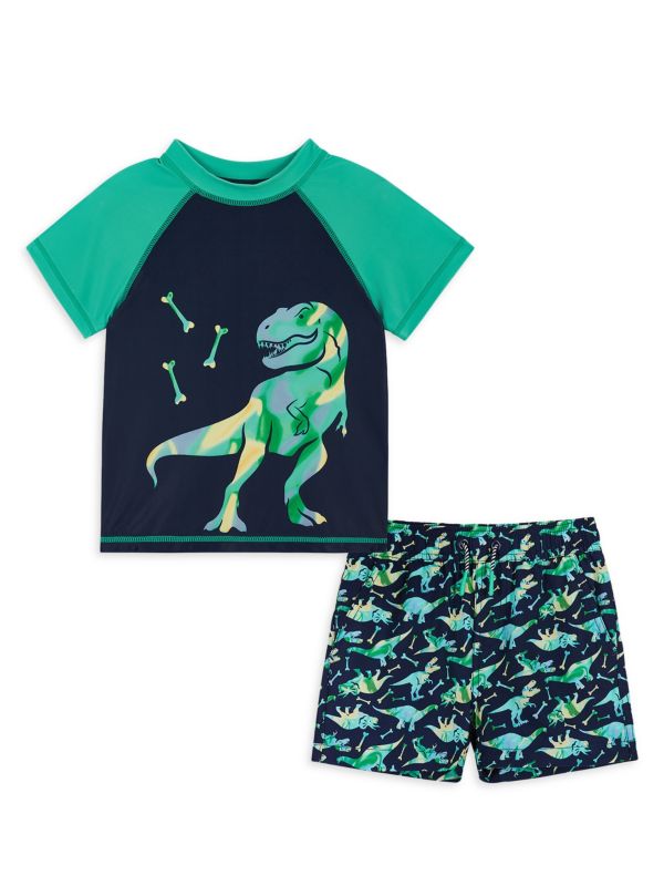 Baby Boy's 2-Piece Dino Rashguard & Boardshort Set Andy & Evan