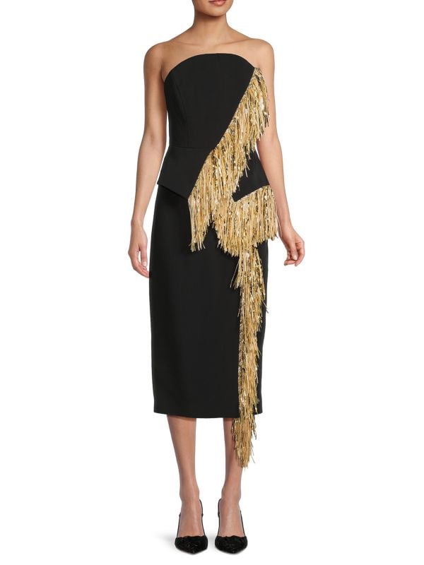 Strapless Fringe Sheath Dress Jason Wu