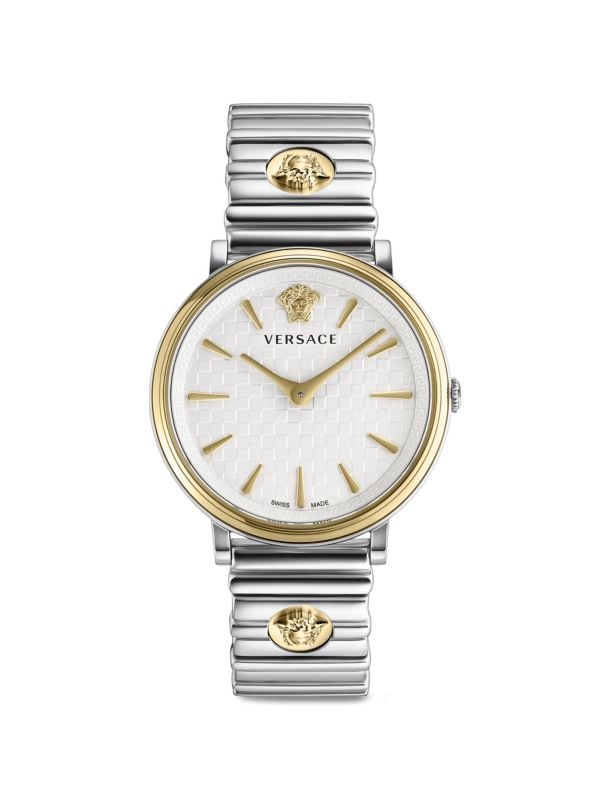 V-Circle Logomania 38MM Two Tone Stainless Steel Bracelet Watch Versace