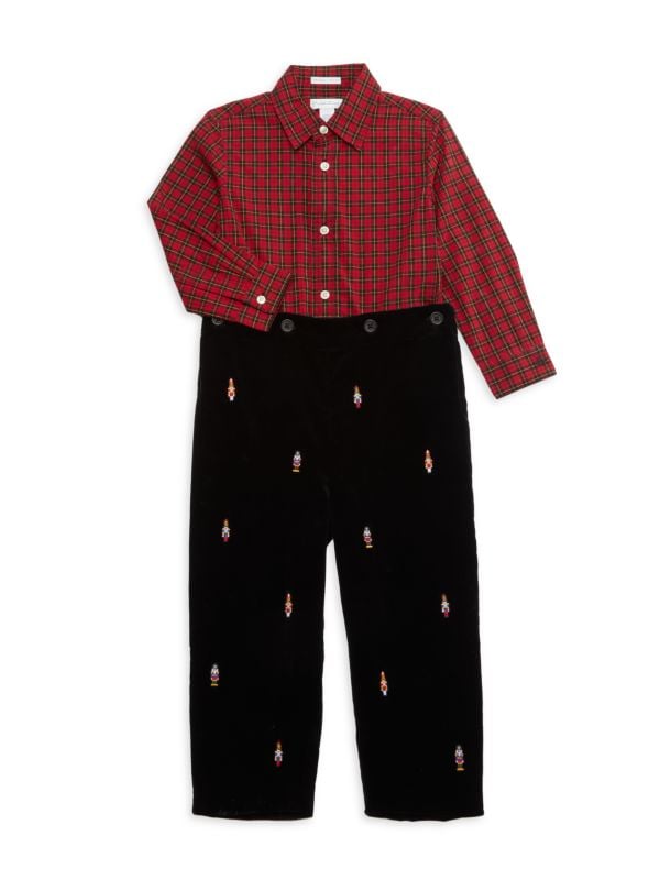 Baby Boy's 2-Piece Checked Shirt & Velvet Pants Set Ralph Lauren