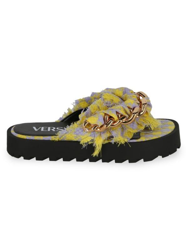 Tweed Chain Platform Sandals Versace