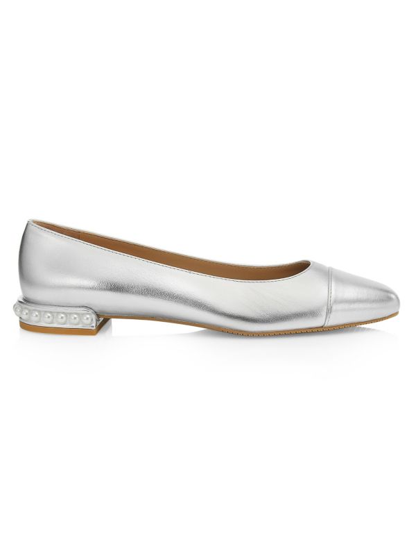 Metallic Faux Pearl Leather Flats Stuart Weitzman