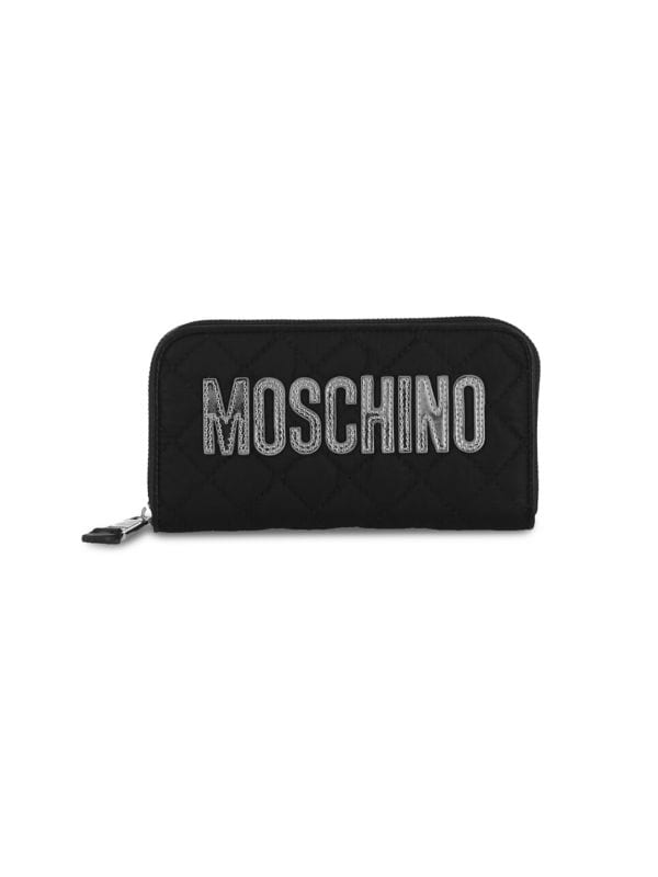 Logo Quilted Zip Around Wallet Moschino