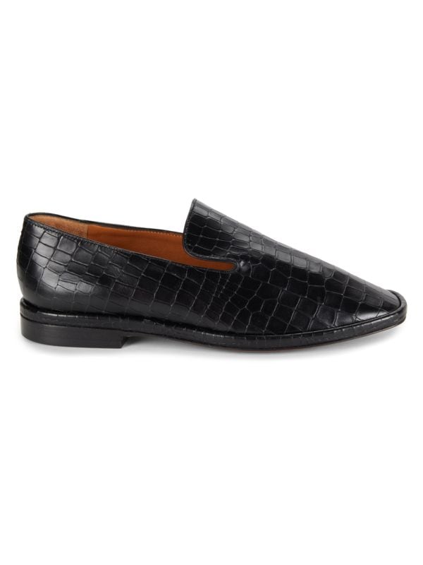 Olympia Alligator-Embossed Leather Loafers Clergerie