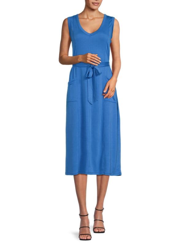 Sleeveless Belted Midi Dress Bobeau