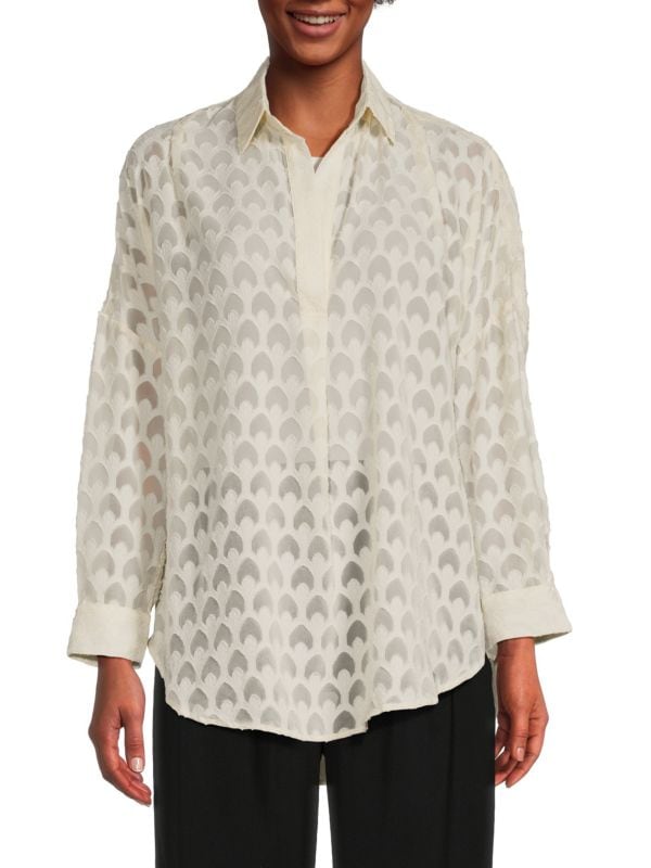 Geometric Burnout Popover Shirt French Connection