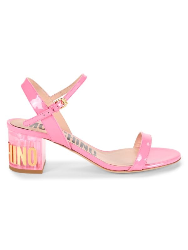 Logo Patent Leather Sandals Moschino