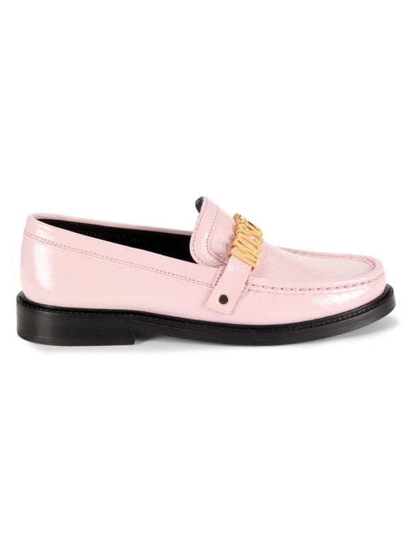 Logo Patent Leather Penny Loafers Moschino