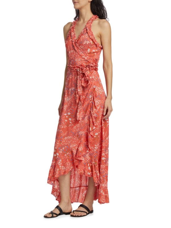 Tamara Ruffled High-Low Maxi Dress Poupette St Barth