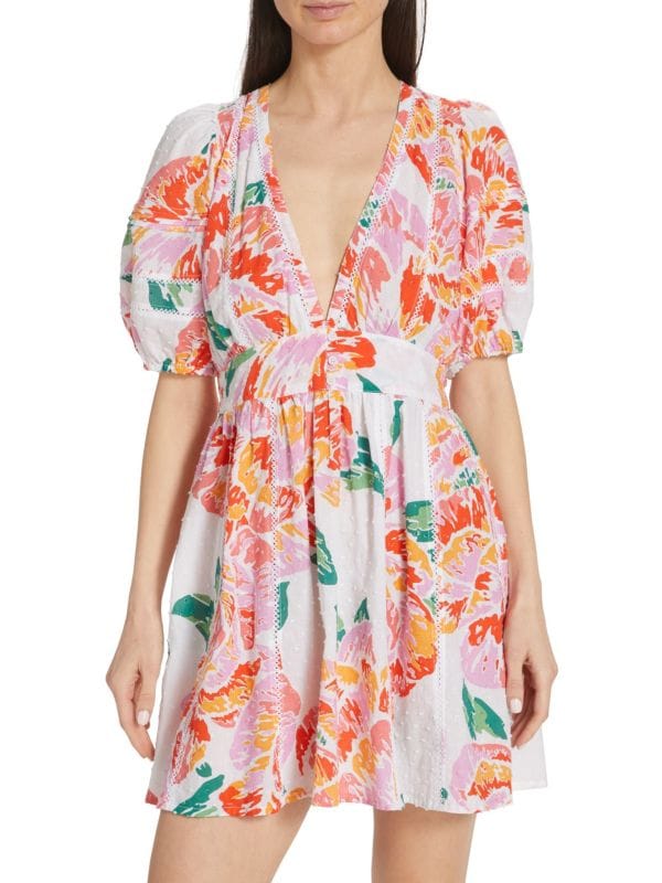 Reina Floral Mini Flare Dress Poupette St Barth