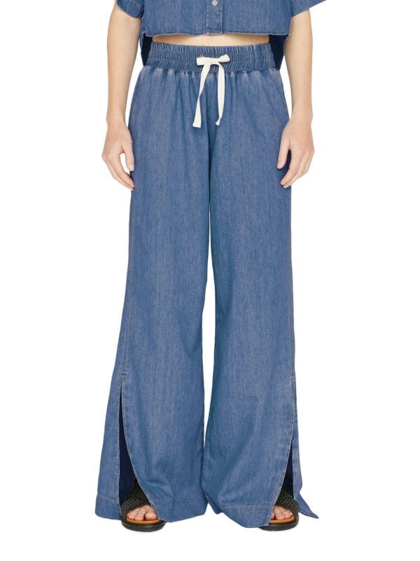 Drawstring Linen Blend Chambray Pants Frame