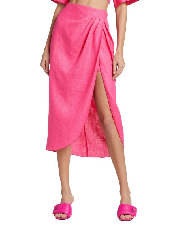 Greg Linen Midi Wrap Skirt Ronny Kobo