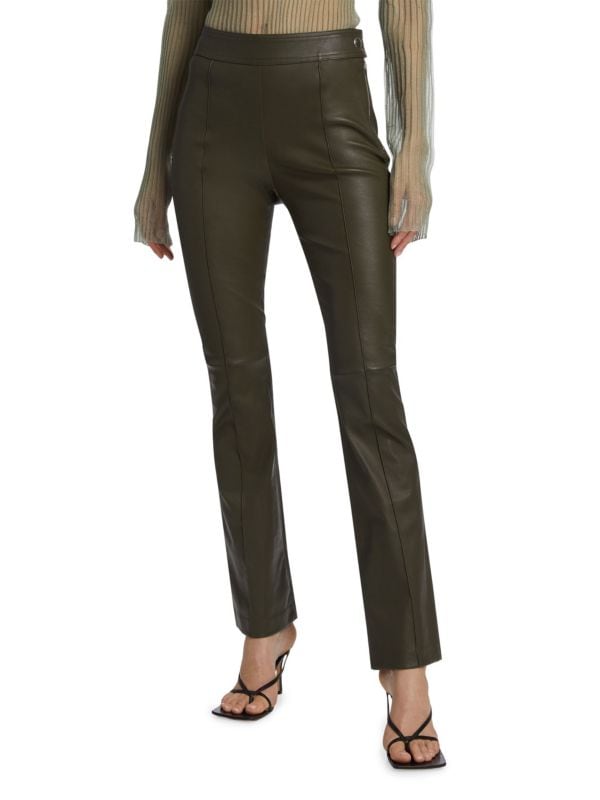 Flared Leather Cropped Pants Helmut Lang