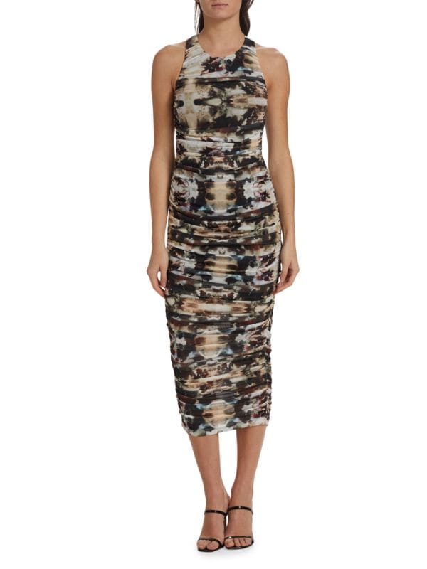 Lissi Print Ruched Midi Dress Cami