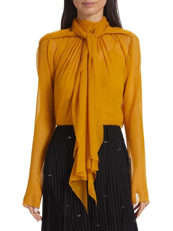 Tie-Neck Chiffon Blouse Jason Wu