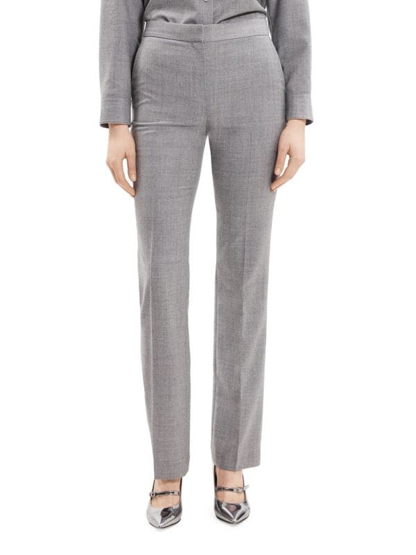 Mid-Rise Straight-Leg Wool Pants Theory