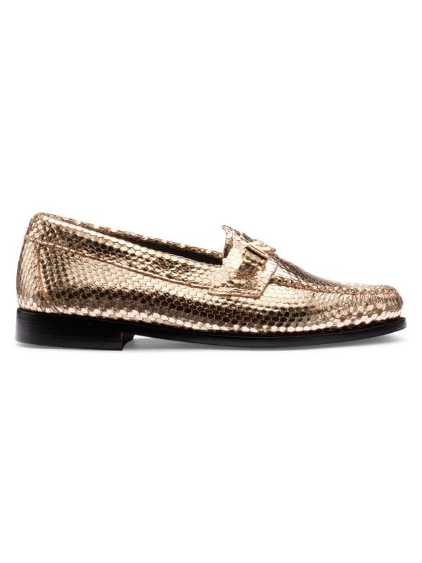 Lilianna Keeper Weejun Snakeskin Embossed Leather Loafers G.H. Bass