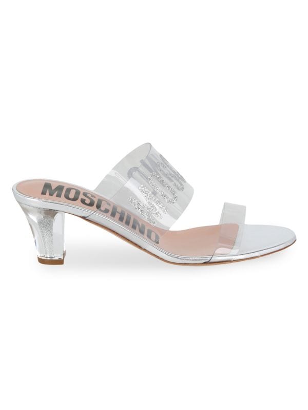 Glitter Logo Sandals Moschino